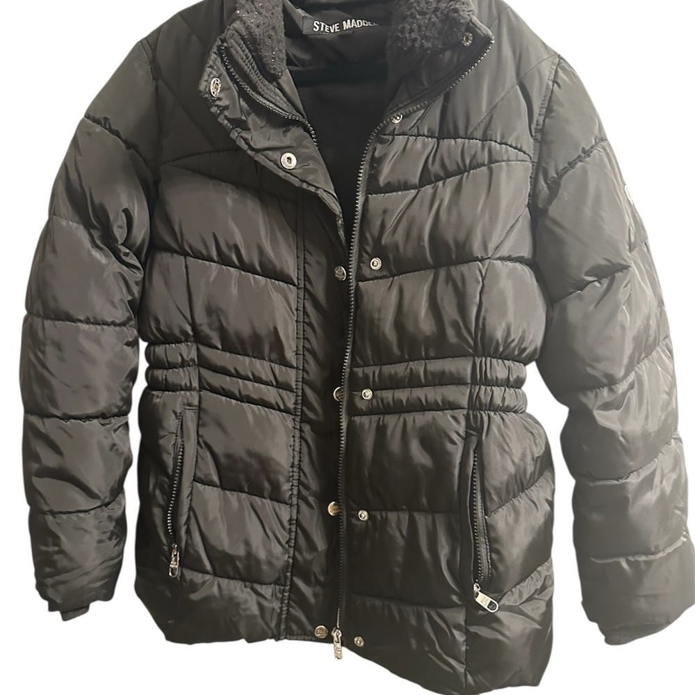 Steve Madden Black Quilted Puffet Jacket Boys Size 10-12 (fits women sizrs 6-8)